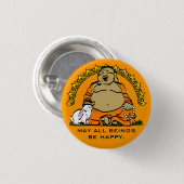 HAPPY BUDDHA RONDE BUTTON 3,2 CM (Voorkant /achterkant)