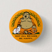HAPPY BUDDHA RONDE BUTTON 3,2 CM (Voorkant)