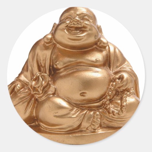 Happy Buddha Ronde Sticker (Voorkant)