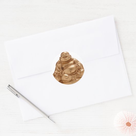 Happy Buddha Ronde Sticker (Envelop)