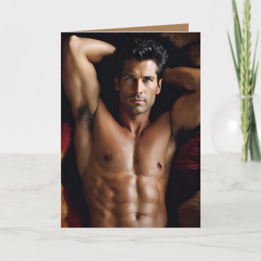 "Happy Buffday" met sexy man Kaart (Voorkant)