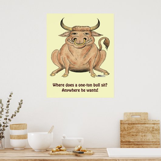 Happy Bull Poster (Keuken)