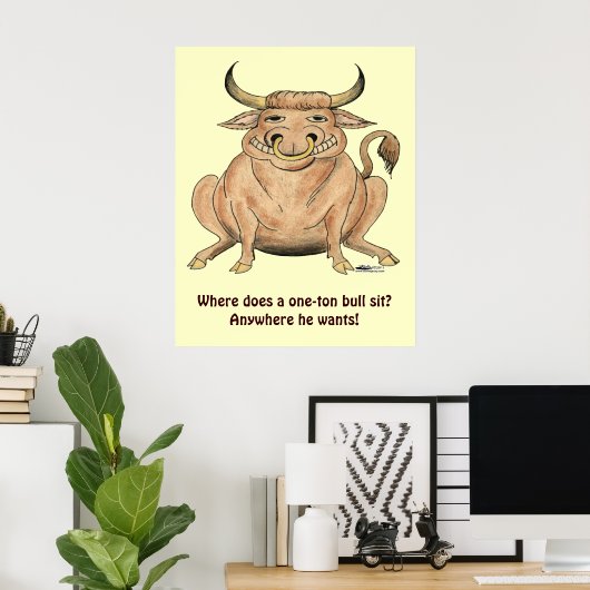 Happy Bull Poster (Thuiskantoor)