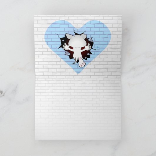 Happy Bull Terrier Cartoon Wenskaart (voor hem) Kaart (Binnen)