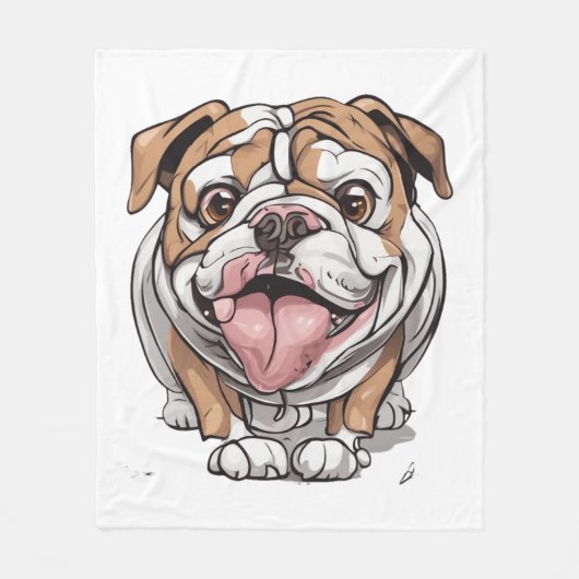 Happy Bulldog Fleece Deken (Voorkant)