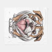 Happy Bulldog Fleece Deken (Voorkant (Horizontaal))