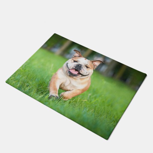 Happy Bulldog Running Doormat Deurmat (Schuin)