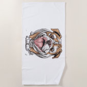 Happy Bulldog Strandlaken (Voorkant)