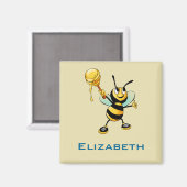Happy Bumble Bee met een Scoop van Honey Personali Magneet (Voorkant / Achterkant)