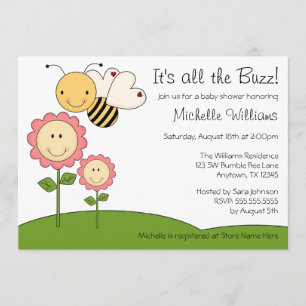 Happy Bumble Bee roze Daisy Baby shower Kaart