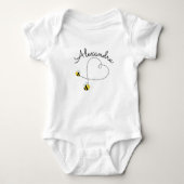 Happy Bumble Bees vliegend hart gepersonaliseerd Romper (Voorkant)