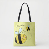 Happy Bumble Bees vliegend hart gepersonaliseerd Tote Bag (Voorkant)