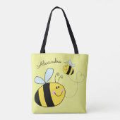 Happy Bumble Bees vliegend hart gepersonaliseerd Tote Bag (Achterkant)