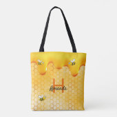 Happy Bumble bijen honingraat, naam druppelaar Tote Bag (Achterkant)