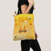 Happy Bumble bijen honingraat, naam druppelaar Tote Bag (Dichtbij)