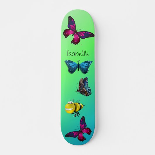 Happy Bumblebei met mooie Butterflies Persoonlijk Skateboard (Voorkant)