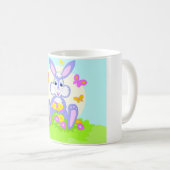 Happy Bunny Butterflies Flowers Cute Paars Rabbit Koffiemok (Voorkant rechts)