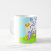 Happy Bunny Butterflies Flowers Cute Paars Rabbit Koffiemok (Voorkant links)