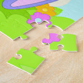 Happy Bunny Butterflies Flowers Cute Paars Rabbit Legpuzzel (Zijkant)