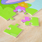 Happy Bunny Butterflies Flowers Cute Paars Rabbit Legpuzzel (Zijkant)