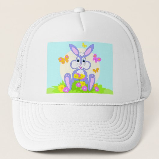 Happy Bunny Butterfly Flowers Trucker Pet (Voorkant)
