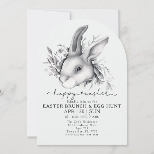 Happy Bunny Easter Brunch & Egg Hunt uitnodiging (Voorkant)