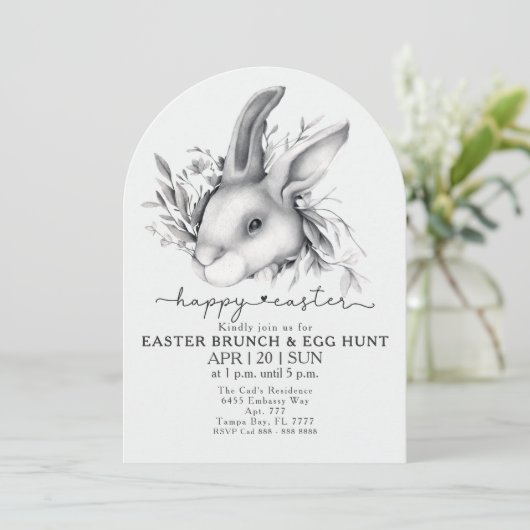 Happy Bunny Easter Brunch & Egg Hunt uitnodiging (Staand voorkant)