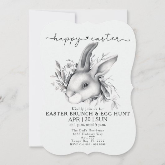 Happy Bunny Easter Brunch & Egg Hunt uitnodiging (Voorkant)