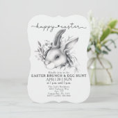 Happy Bunny Easter Brunch & Egg Hunt uitnodiging (Staand voorkant)