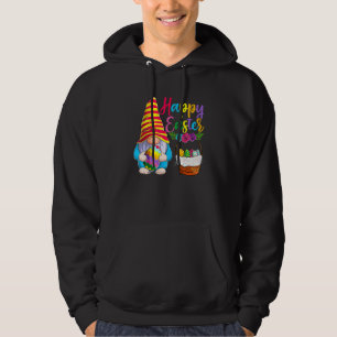 Happy Bunny Easter Gnome Funny Rabbit Egg Basket Hoodie