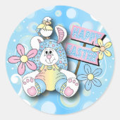 Happy Bunny Easter Ronde Sticker (Voorkant)