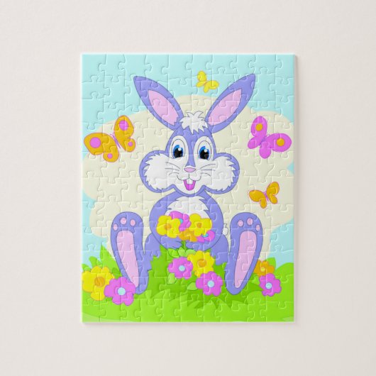 Happy Bunny Flowers Butterflies Legpuzzel (Verticaal)