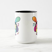 Happy Bunny met hoofdtelefoons die naar muziek lui Mok (Midden)