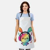 Happy Bunny met hoofdtelefoons die naar muziek lui Schort (Gedragen)