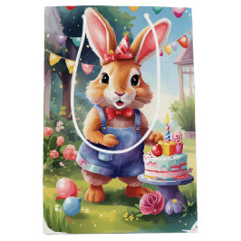 Happy Bunny met taart | Medium Cadeauzakje