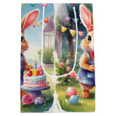 Happy Bunny met taart | Medium Cadeauzakje (Achterkant)