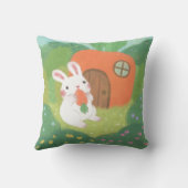 Happy Bunny met wortel in het bos Kussen (Achterkant)