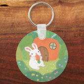 Happy Bunny met wortel in het bos Sleutelhanger (Achterkant)