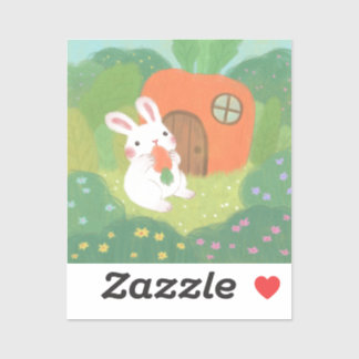 Happy Bunny met wortel in het bos Sticker