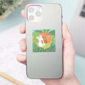 Happy Bunny met wortel in het bos Sticker (Telefoon)