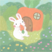 Happy Bunny met wortel in het bos Sticker (Voorkant)