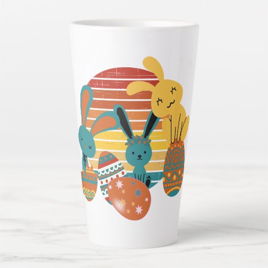 Happy Bunny, Paaseieren, Cute Latte Mok (Voorkant)