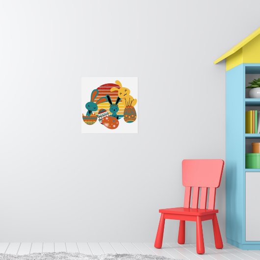 Happy Bunny, Paaseieren, Cute Poster (Kinderkamer 1)
