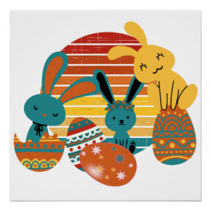 Happy Bunny, paaseieren, Poster met klauw