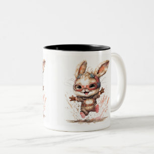 Happy Bunny Two-Tone Mok, 11 oz Tweekleurige Koffiemok