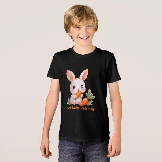 Happy Bunny with Carrot Tri-Blend Shirt (Voorkant volledig)