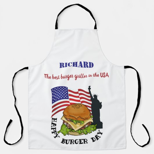 Happy burger day gepersonaliseerd schort (Voorkant)
