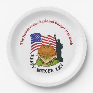 Happy burger day gepersonaliseerde papieren borden bordje