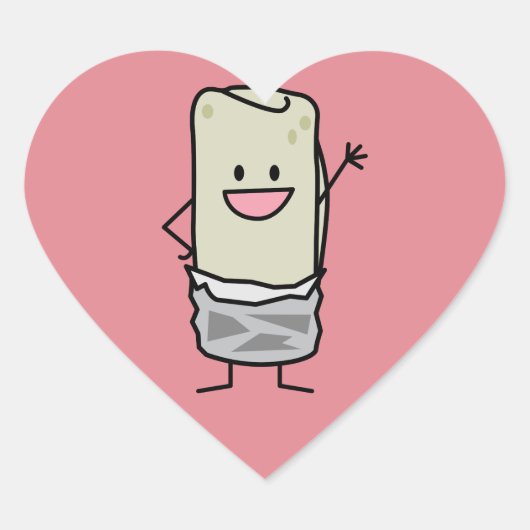 Happy Burrito Waving Hallo Hart Sticker (Voorkant)