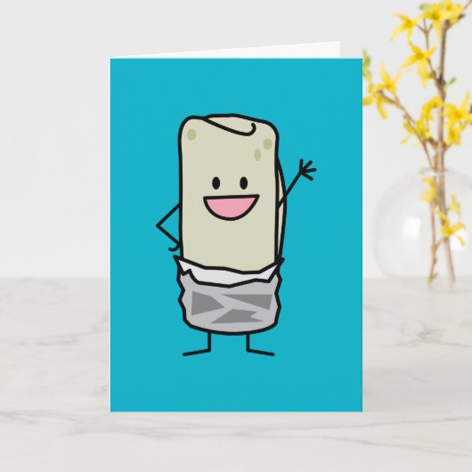 Happy Burrito Waving Hallo Kaart (Gele Bloem)